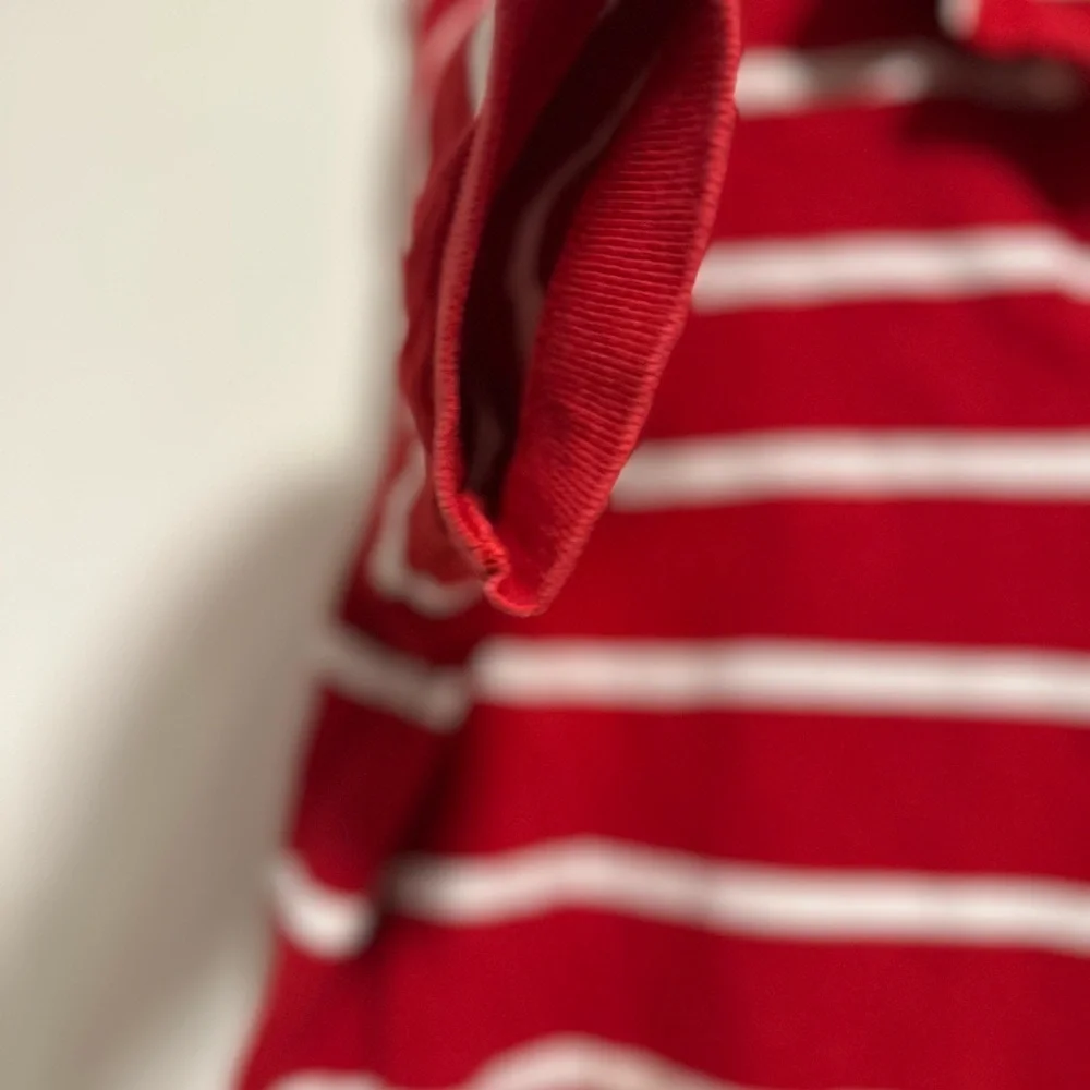 VTG 90s Polo Ralph Lauren Men's Sz: L Red & White Striped Short Sleeve Polo.